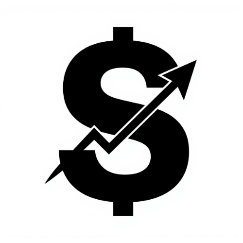 Icon B&W Dollar Sign rising arrow 500x500 Icon B&W Dollar Sign rising arrow 500x500